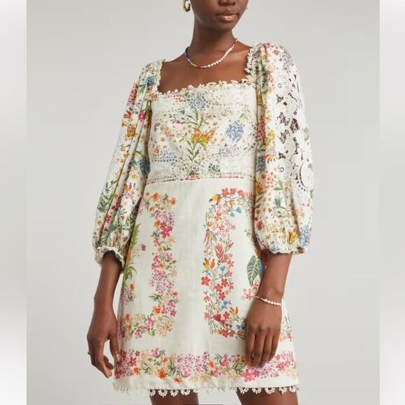 FARM RIO Delicate Forest Scarves Mini-Dress Women’s Size MED - Picture 2 of 16